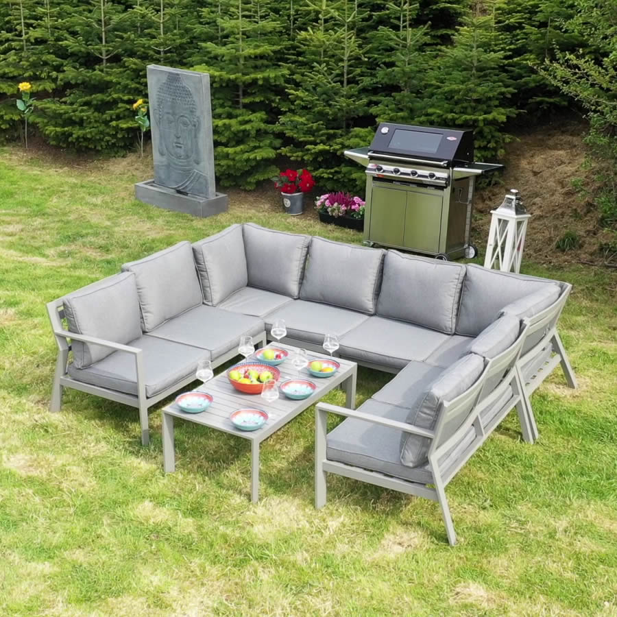 Munich Grey Corner Sofa Lounge Set with Table