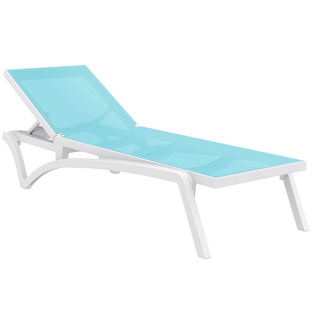 Pacific White Sun Lounger with Turquoise Fabric