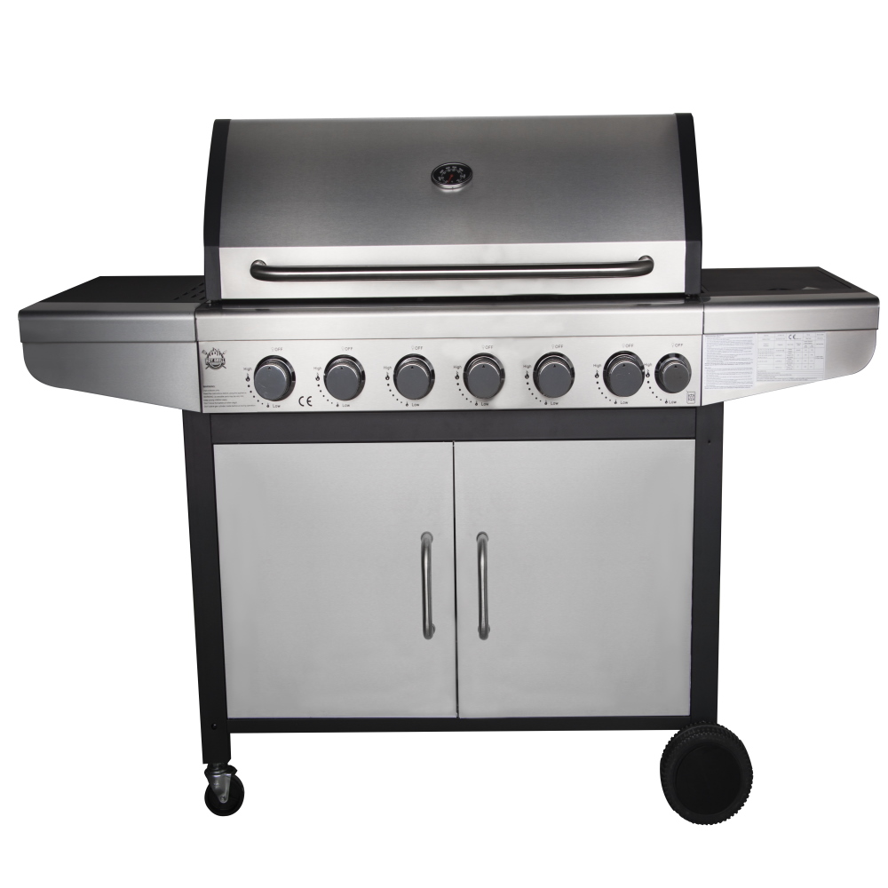 New Orleans Stainless Steel 6 Burner BBQ with Side Burner