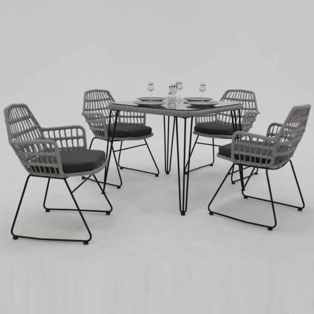Ninova Rope 4 Seater Square Table Dining Set