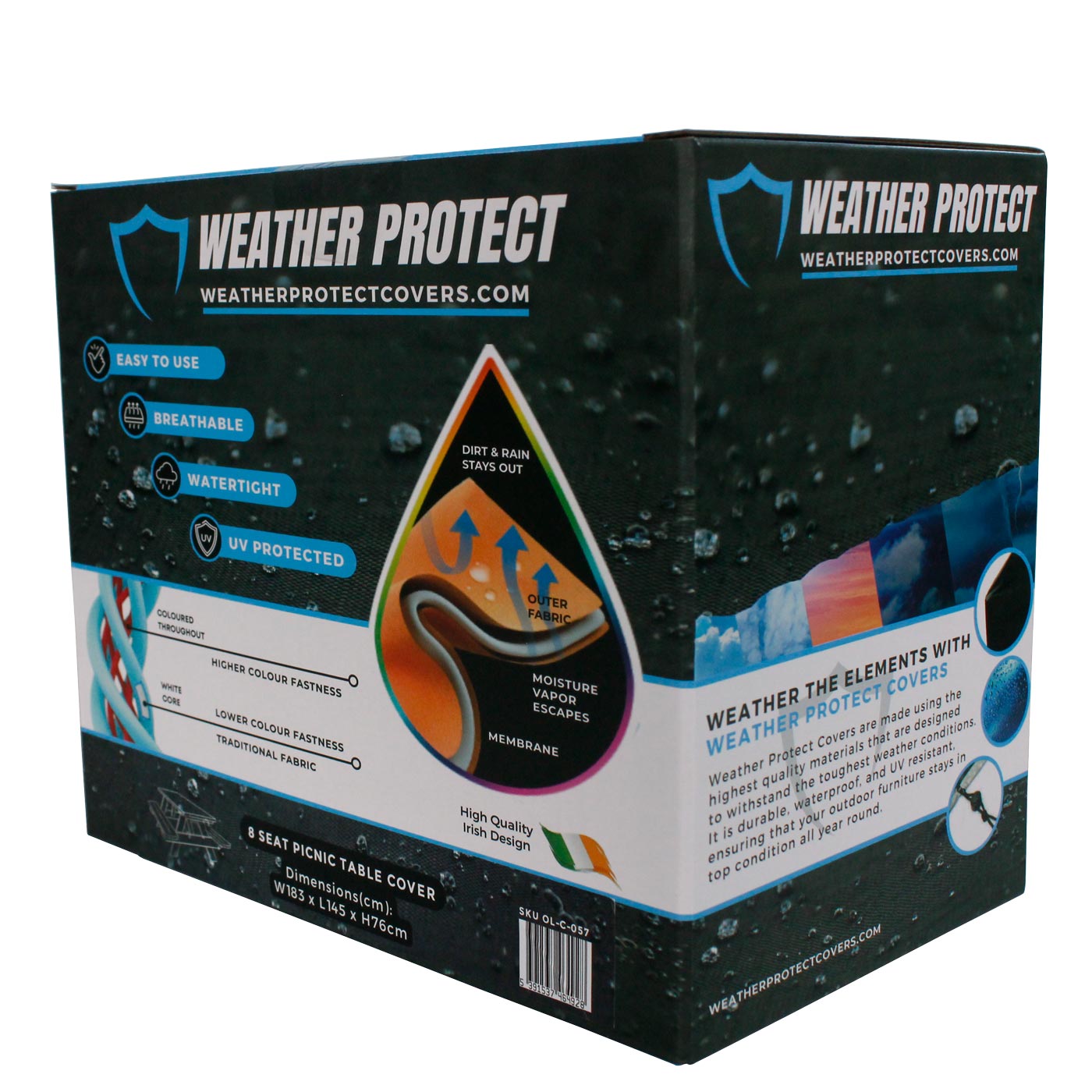 Weather Protect 8 Seat Picnic Table Cover (183cm x 76cm)