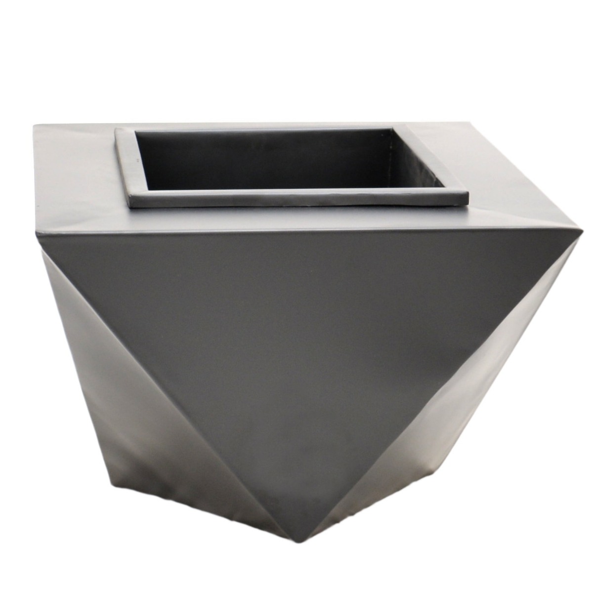 Outdoor Metal Geometric Firepit in Black