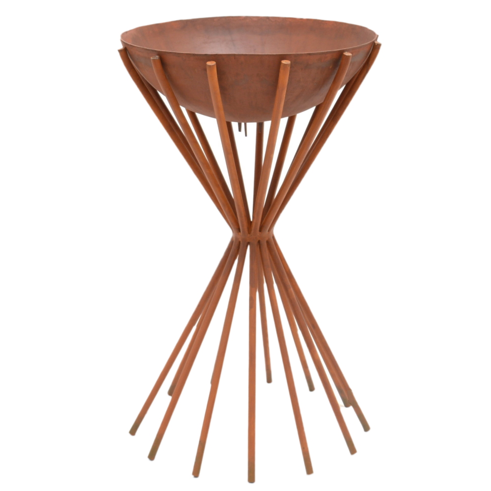 Outdoor Tall Metal Dakota Fire Pit in Rust