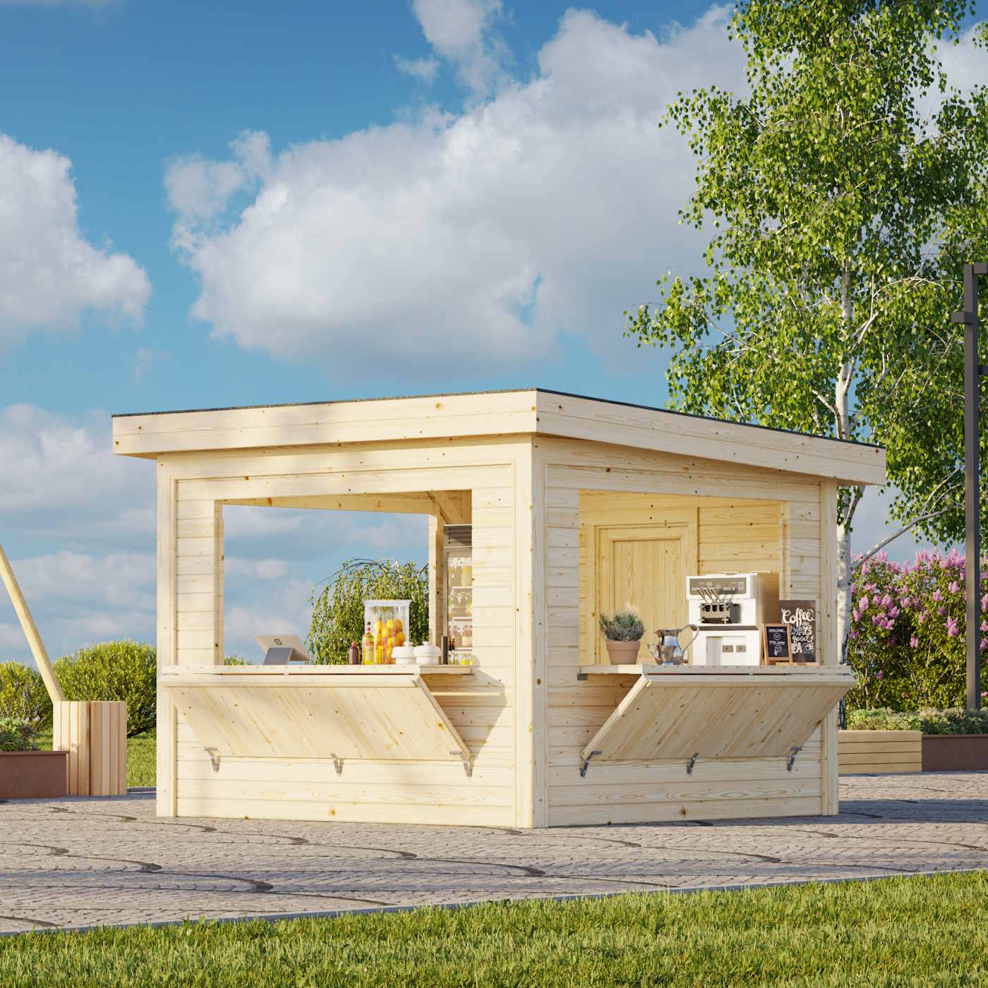 Lenna 8.3m Flat Roof Connect with 1 Full Walls and 3 Wall Hatches (3m x 3m)