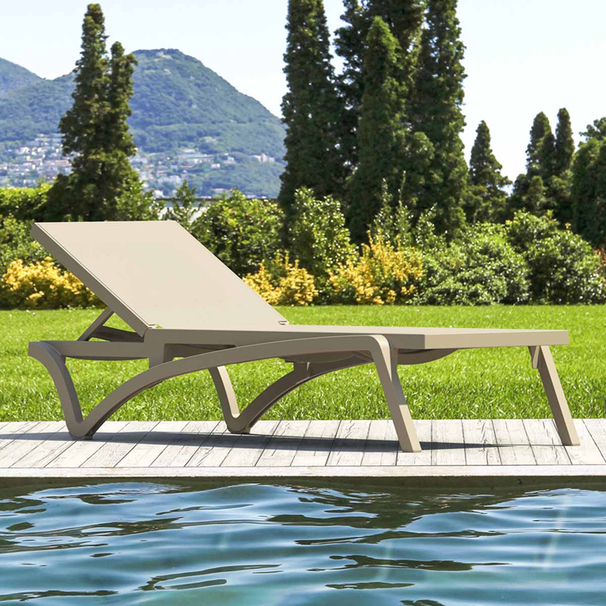 Taupe Pacific Sun Lounger with Taupe Fabric