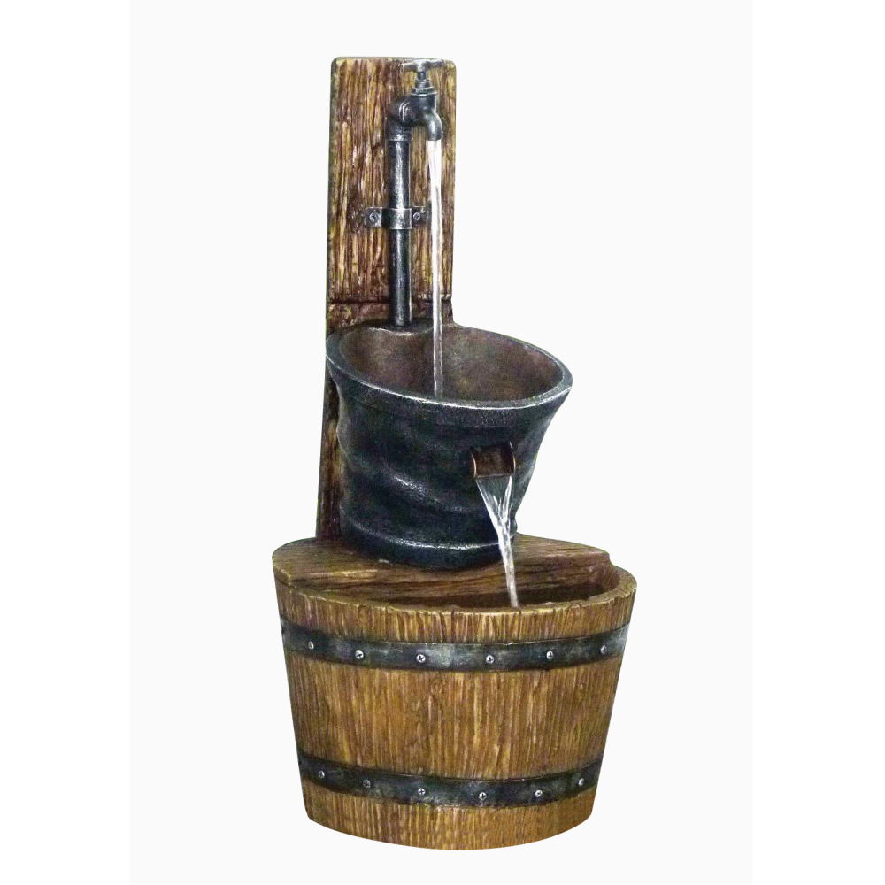 Tap on Post with Barrel Water Feature