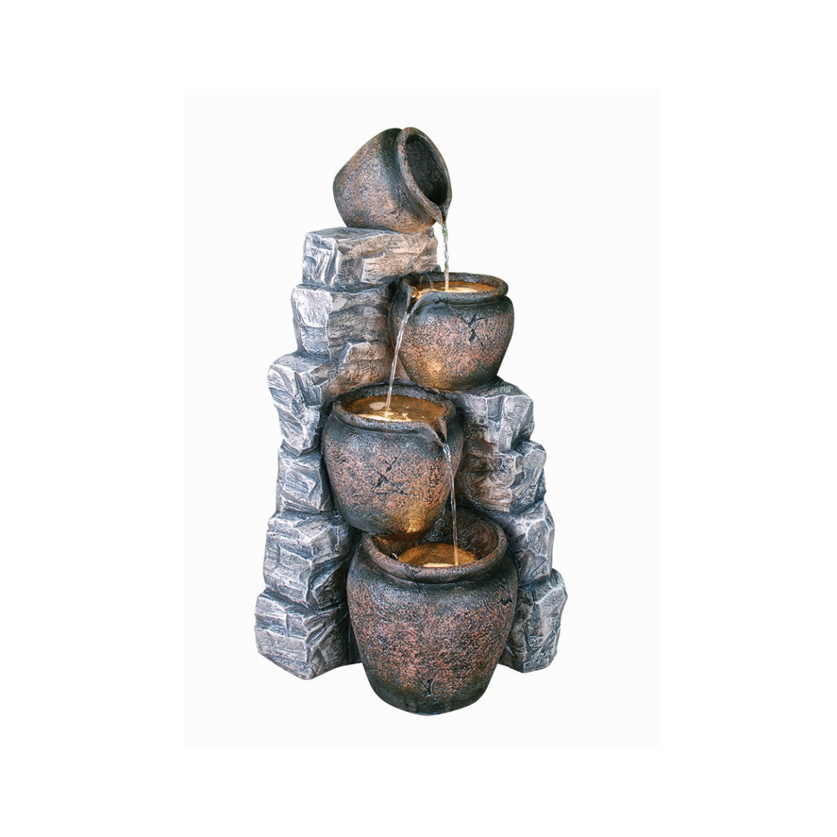 4 Pots On Blue Slate Water Feature