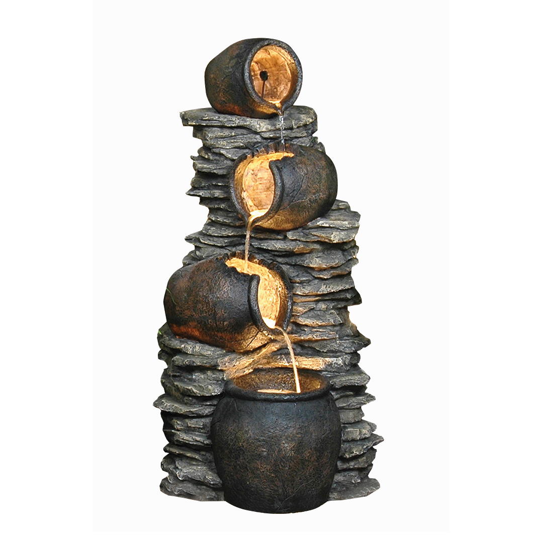 4 Pots On Rock Water Feature