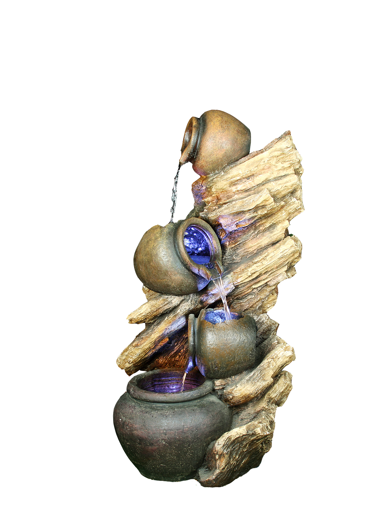 4 Pots On Driftwood Water Feature