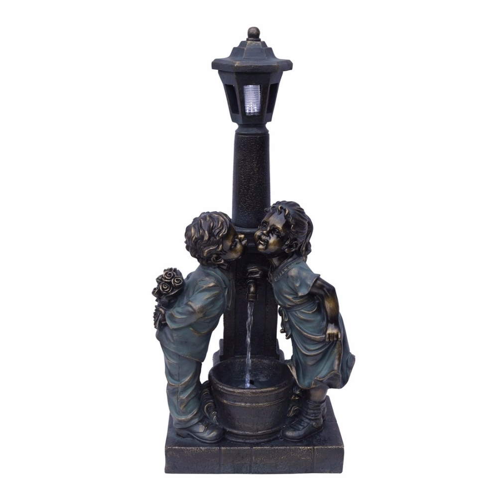 Kissing Boy & Girl at Lamp