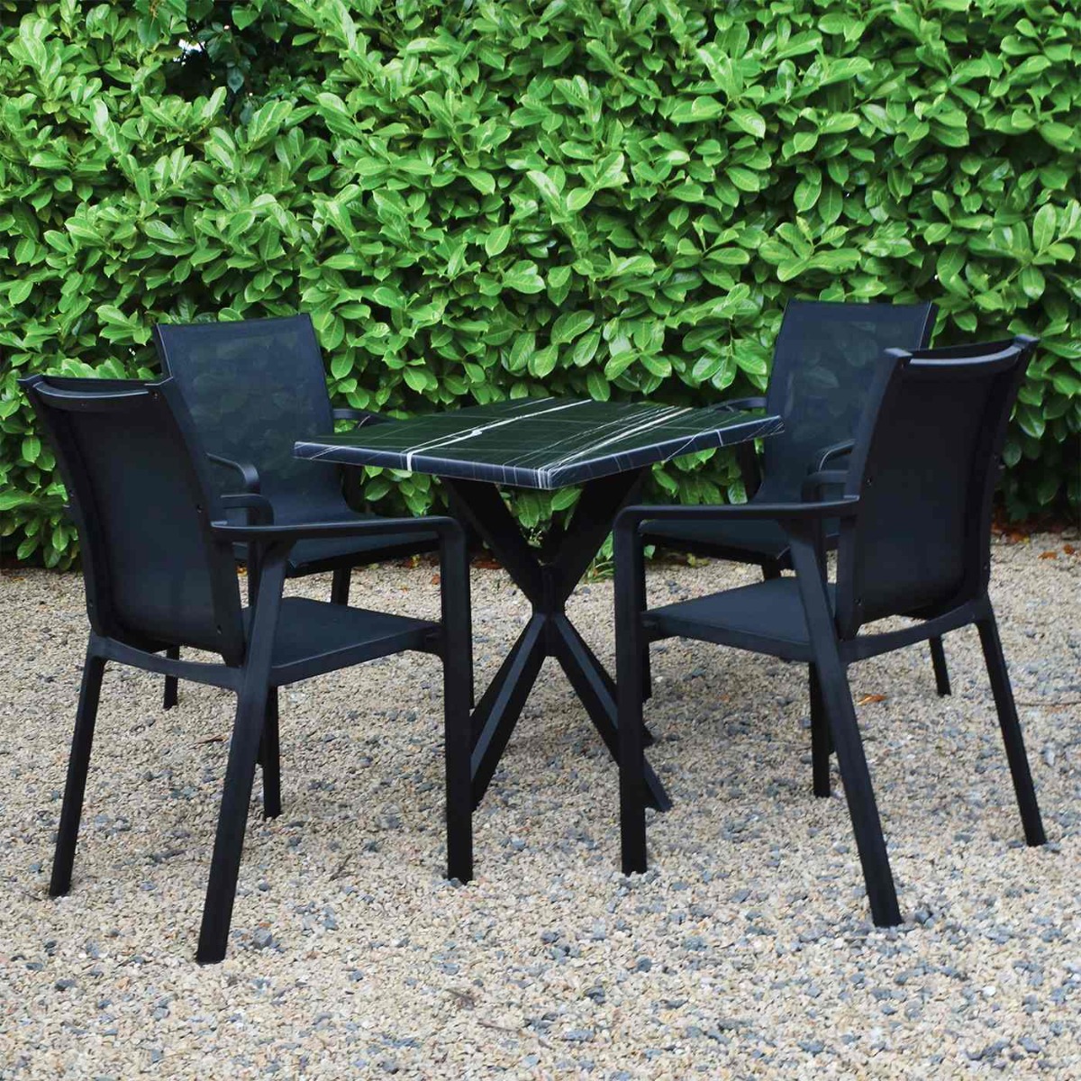 4 Seater Set Palazzo 70cm x 70cm Square Werzalit Table with Lexi Legs and Pacific Chairs