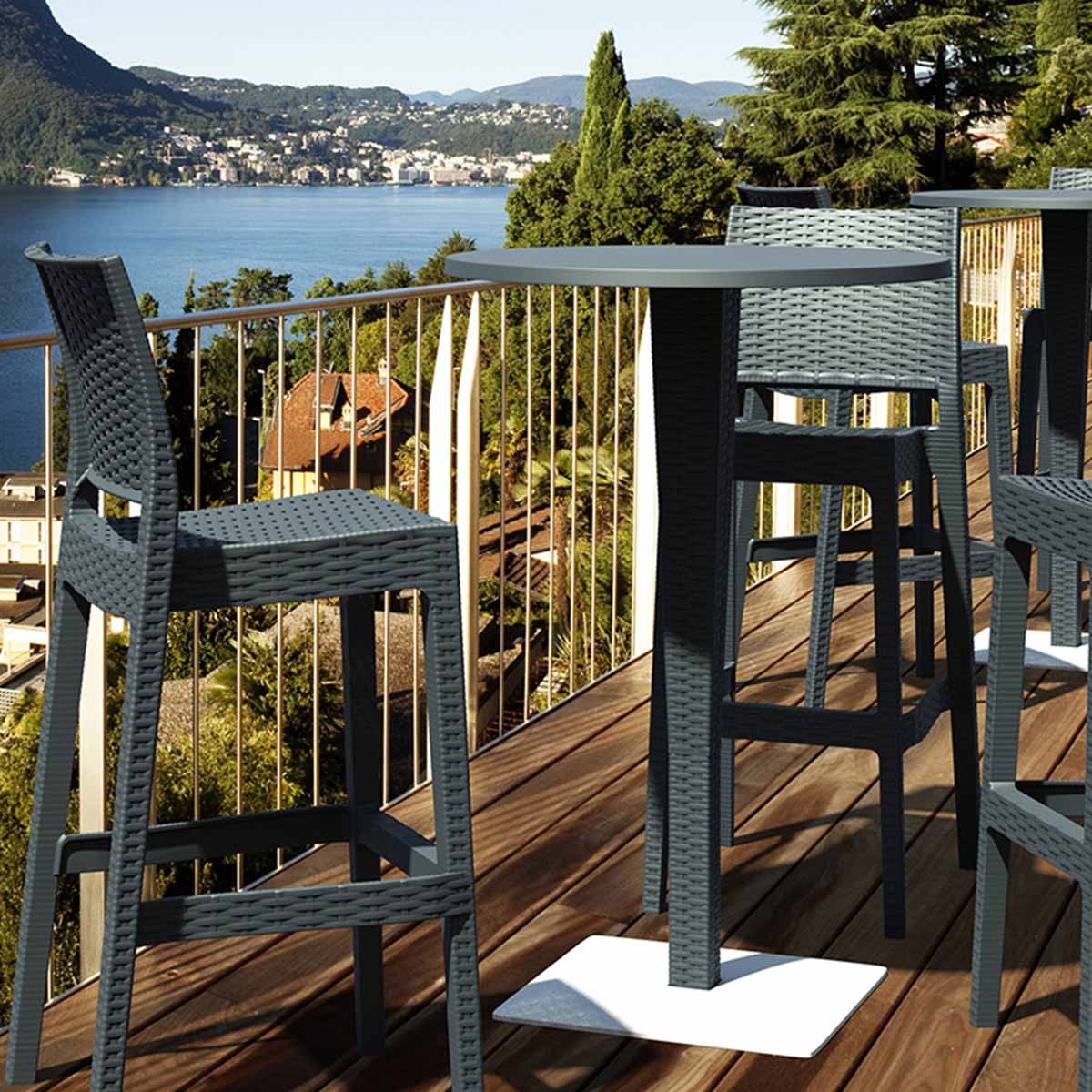 Riva 2 Seat Bar Set Round Grey