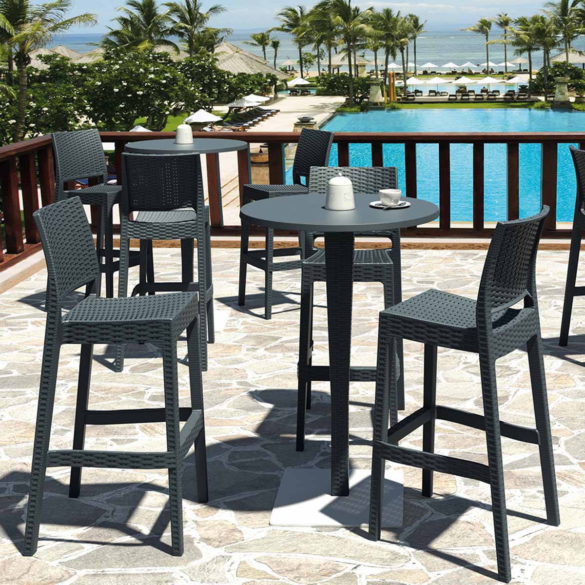 Riva 4 Seat Bar Set Round Grey