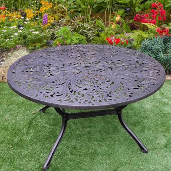 Sapphire 6 Seater Cast Aluminium Round Dining Table in Bronze
