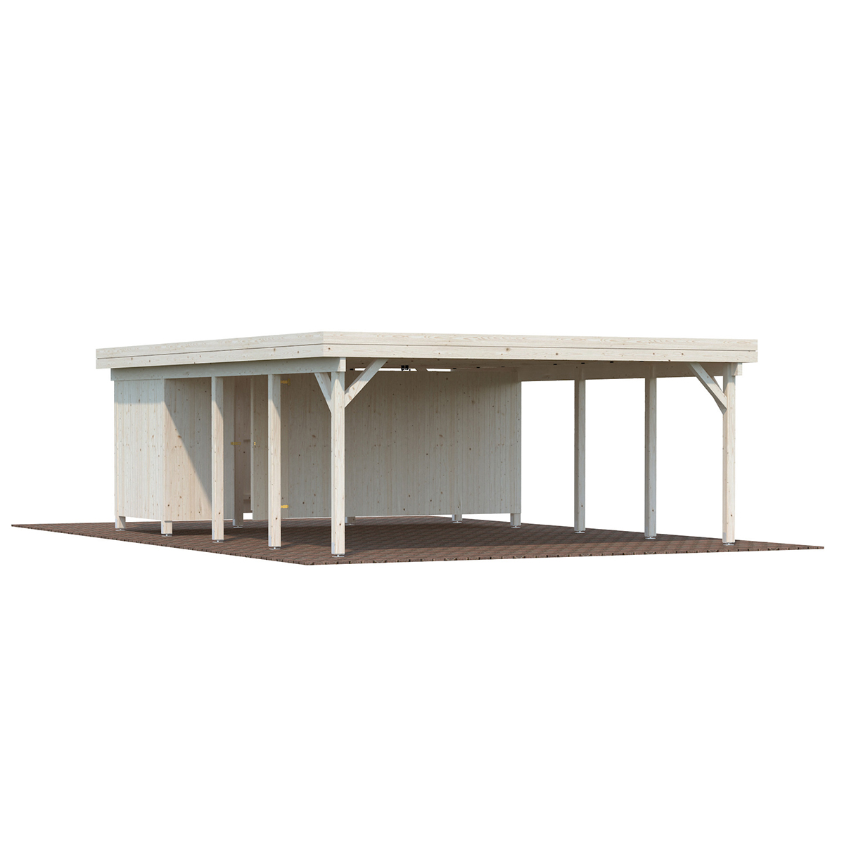Karl 40.6m Wooden Carport Gazebo with Shed