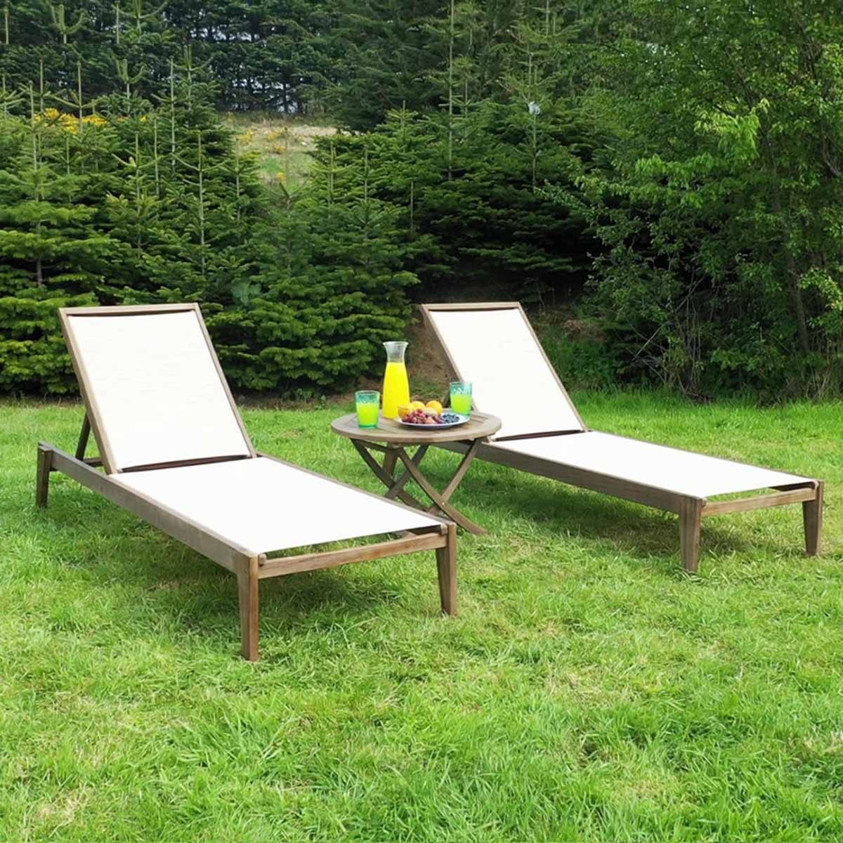 Alexander Rose Sherwood Sun Lounger Wooden Set with Side Table