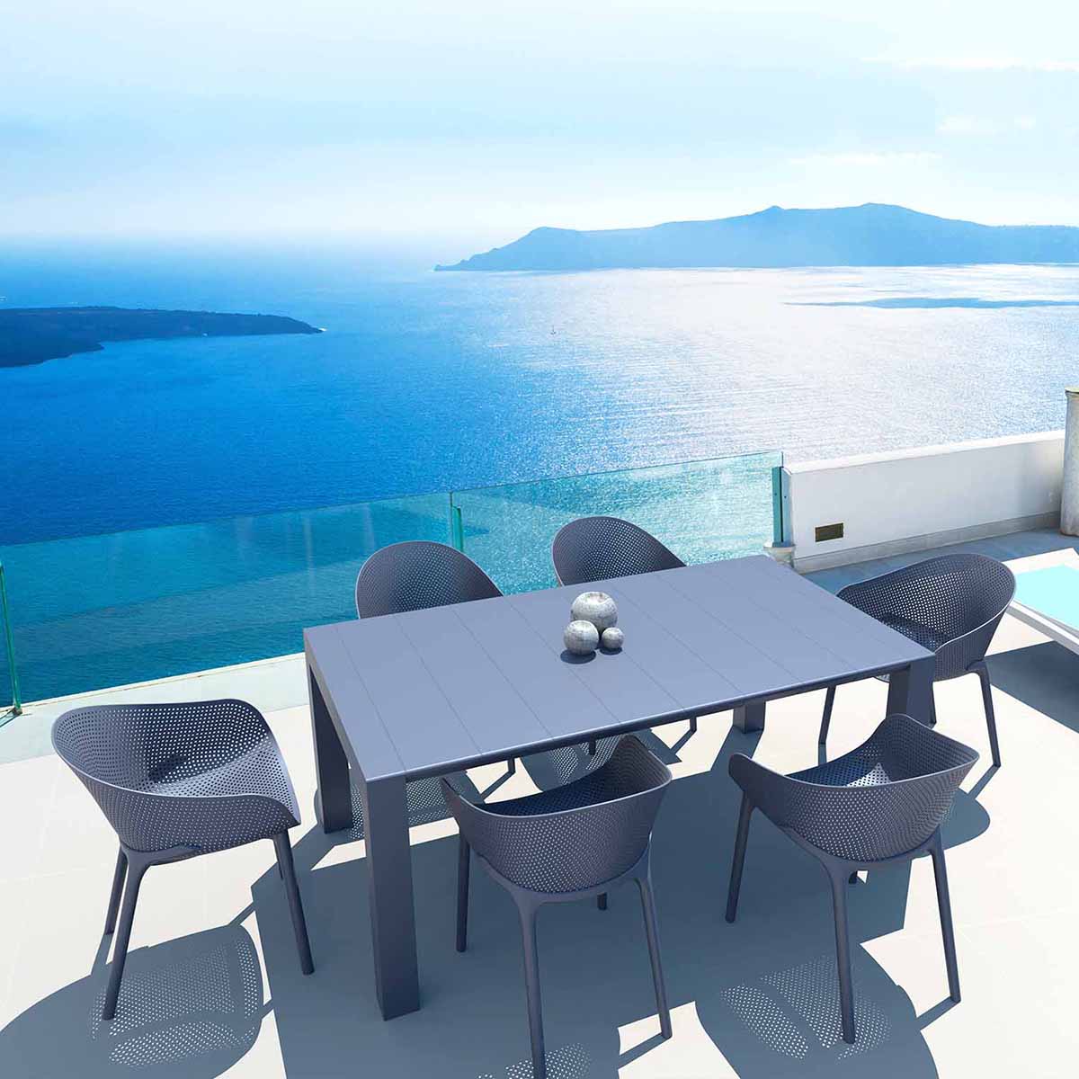 Sky 6 Seaters Vegas Medium Rectangular Dining Set in Grey
