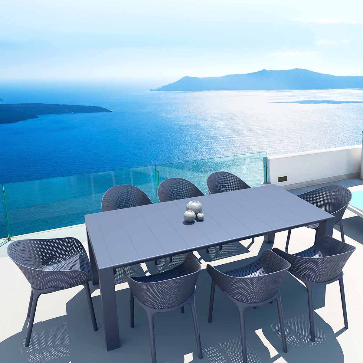 Sky 8 Seaters Vegas Medium Rectangular Dining Set in Grey