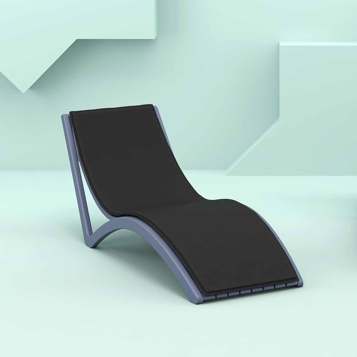 Slim Grey Sun Lounger with Black Mattress