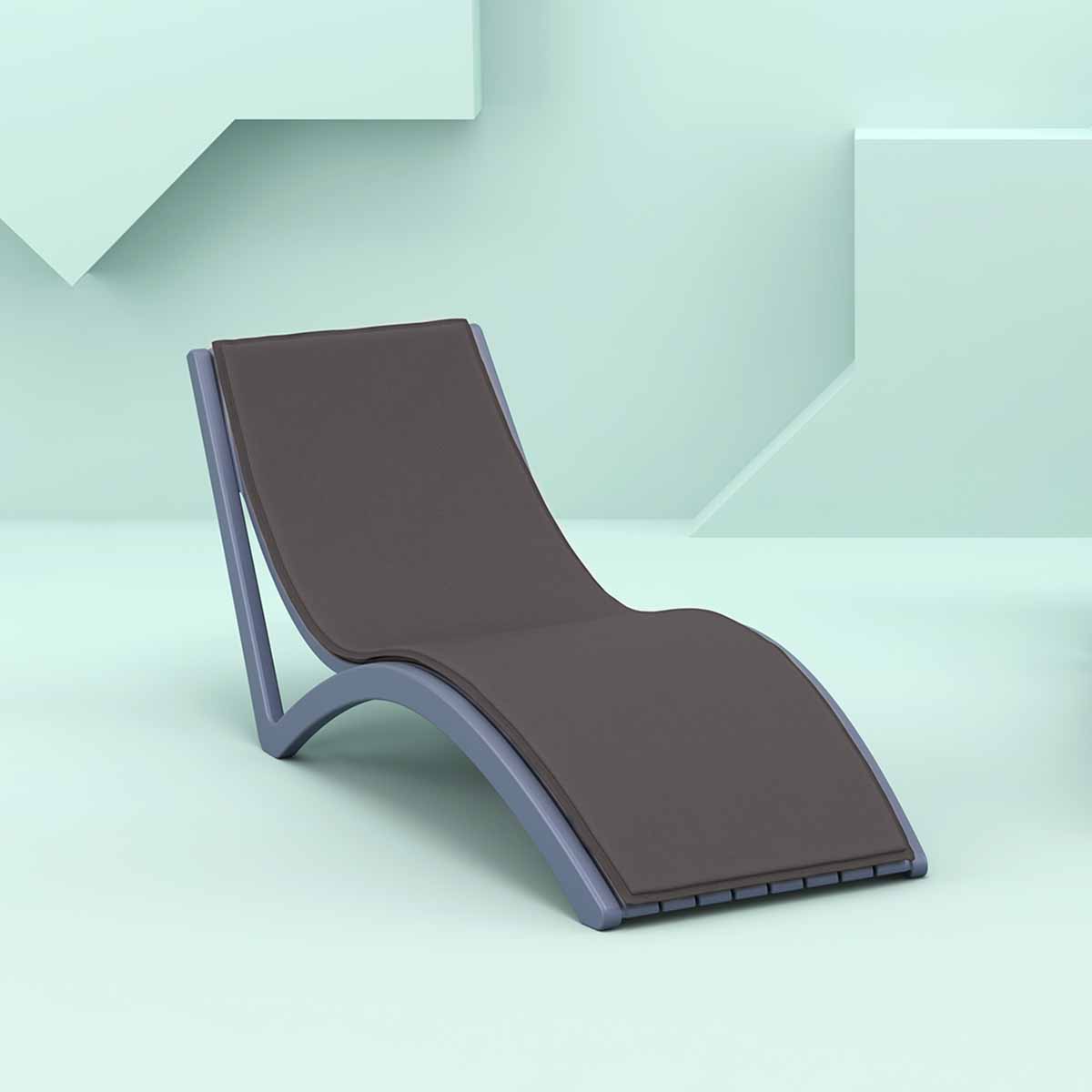 Slim Grey Sun Lounger with Grey Mattress