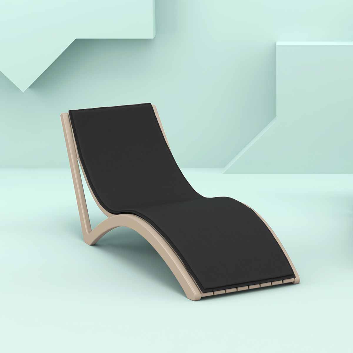 Slim Taupe Sun Lounger with Black Mattress