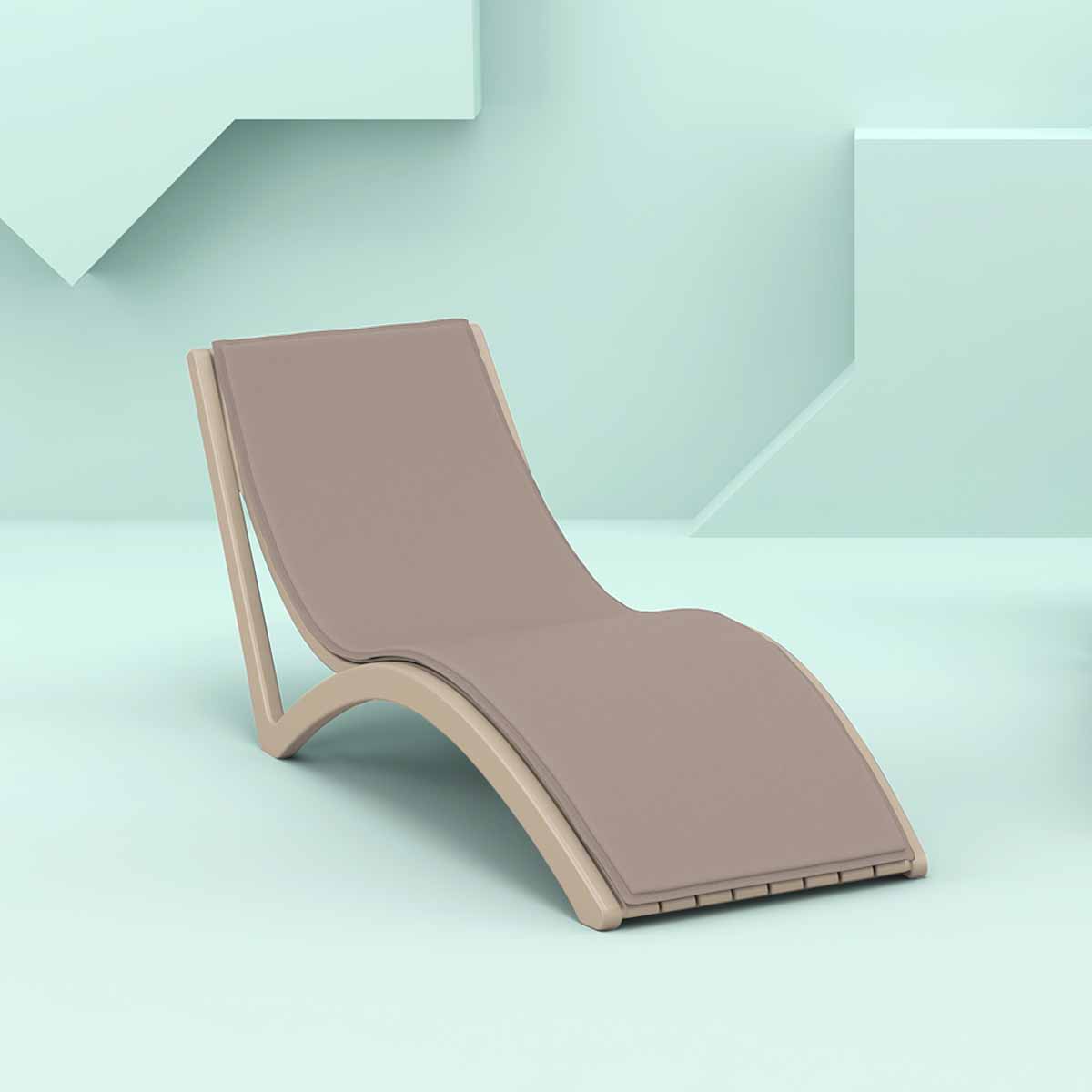 Slim Taupe Sun Lounger with Brown Mattress