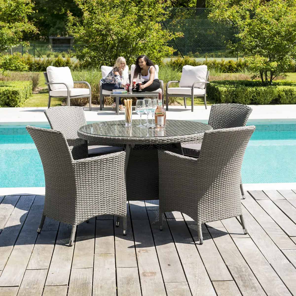 Sofia 4 Seat Rattan Round Dining Set