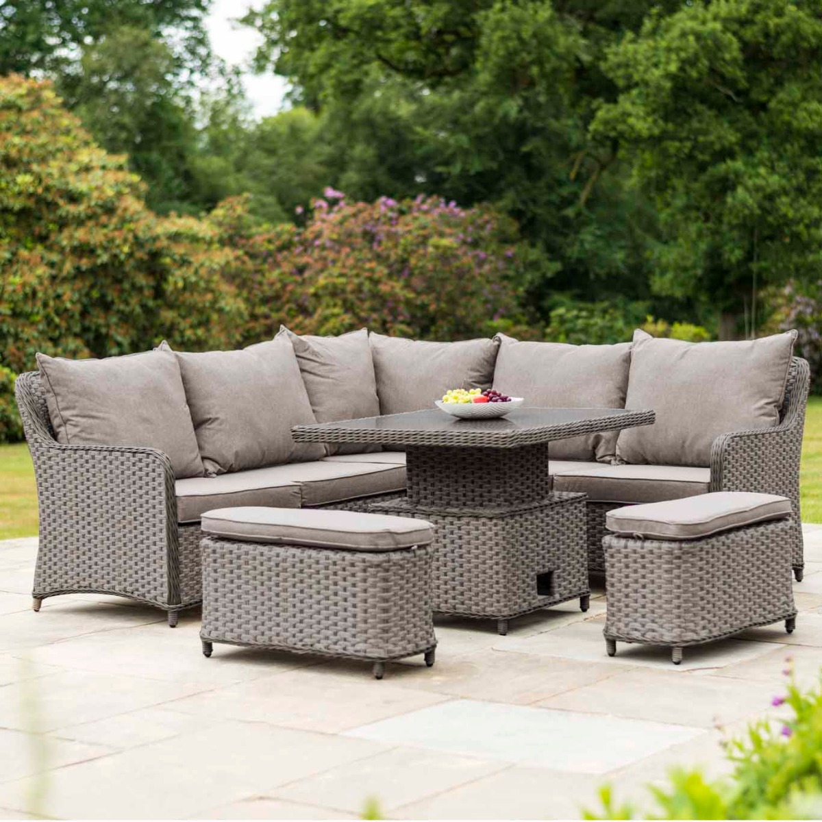 Sofia Grey 2.3M Casual Dining Set with Truffle Cushions