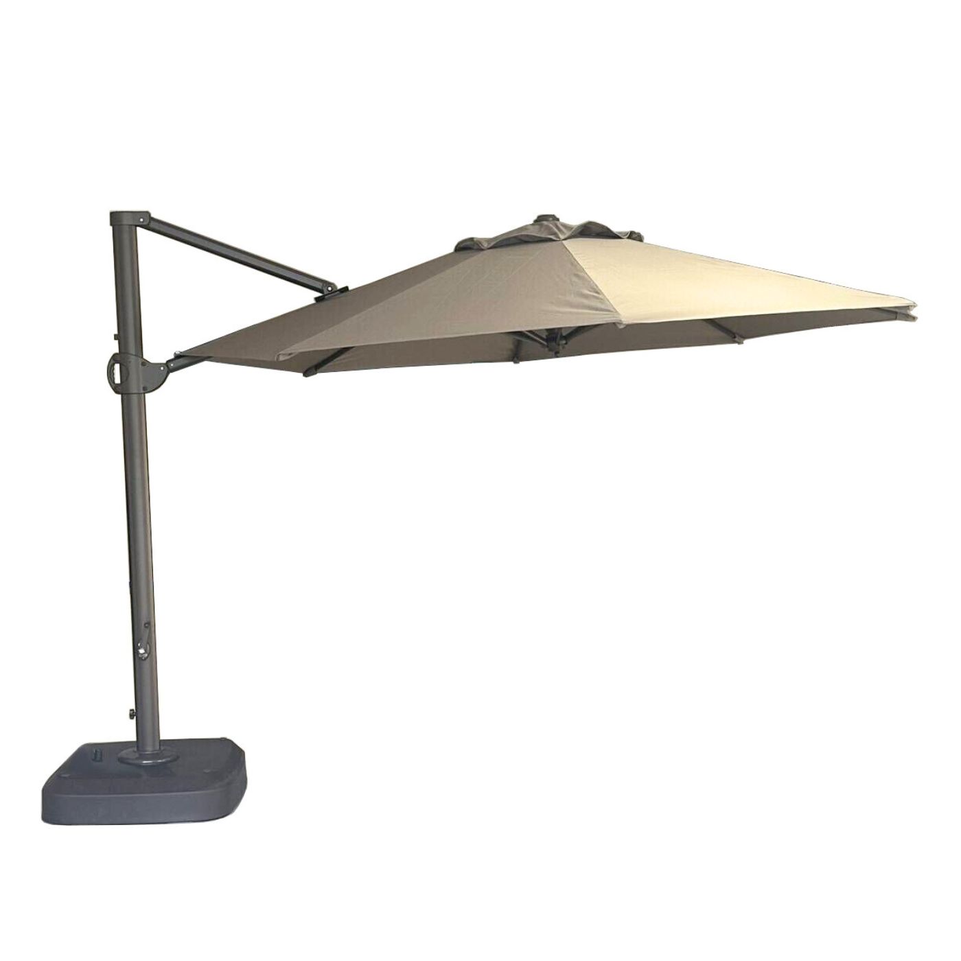 Solora Round Cantilever Parasol 3.5m in Taupe with 100 kg Refillable Plastic Base