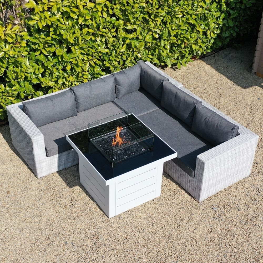 Treviso Corner Sofa Fire Pit Set with FREE Coffee Table