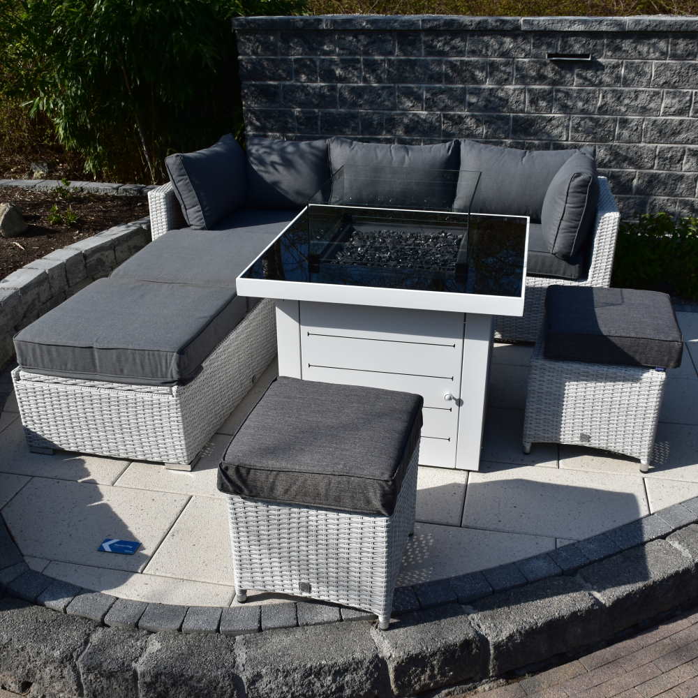 Treviso Grande Corner Sofa Fire Pit Set with 2 Footstools