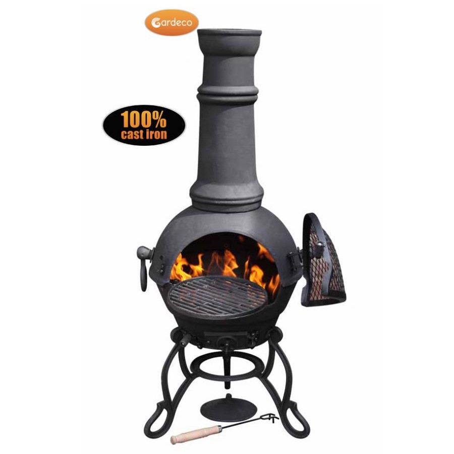 Toledo Cast Iron Patio Chimenea Large Black
