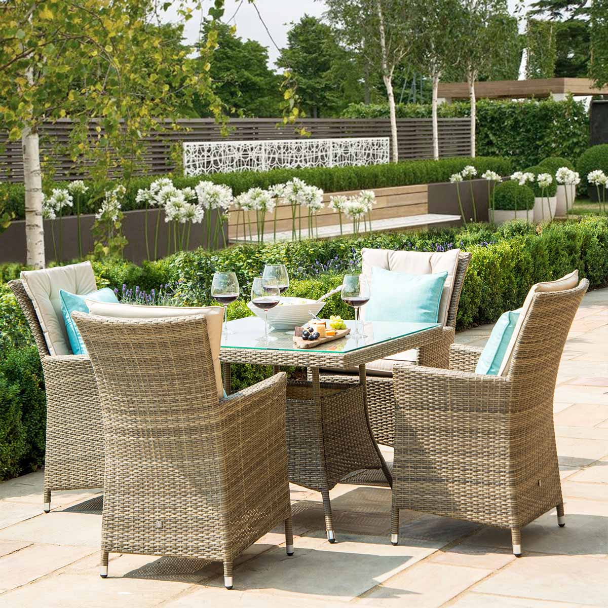 Tuscany 4 Seat Square Dining Set - Natural