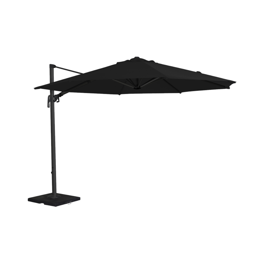 3.5m Round Aluminium Cantilever Parasol In Charcoal with 90kg Royce Base
