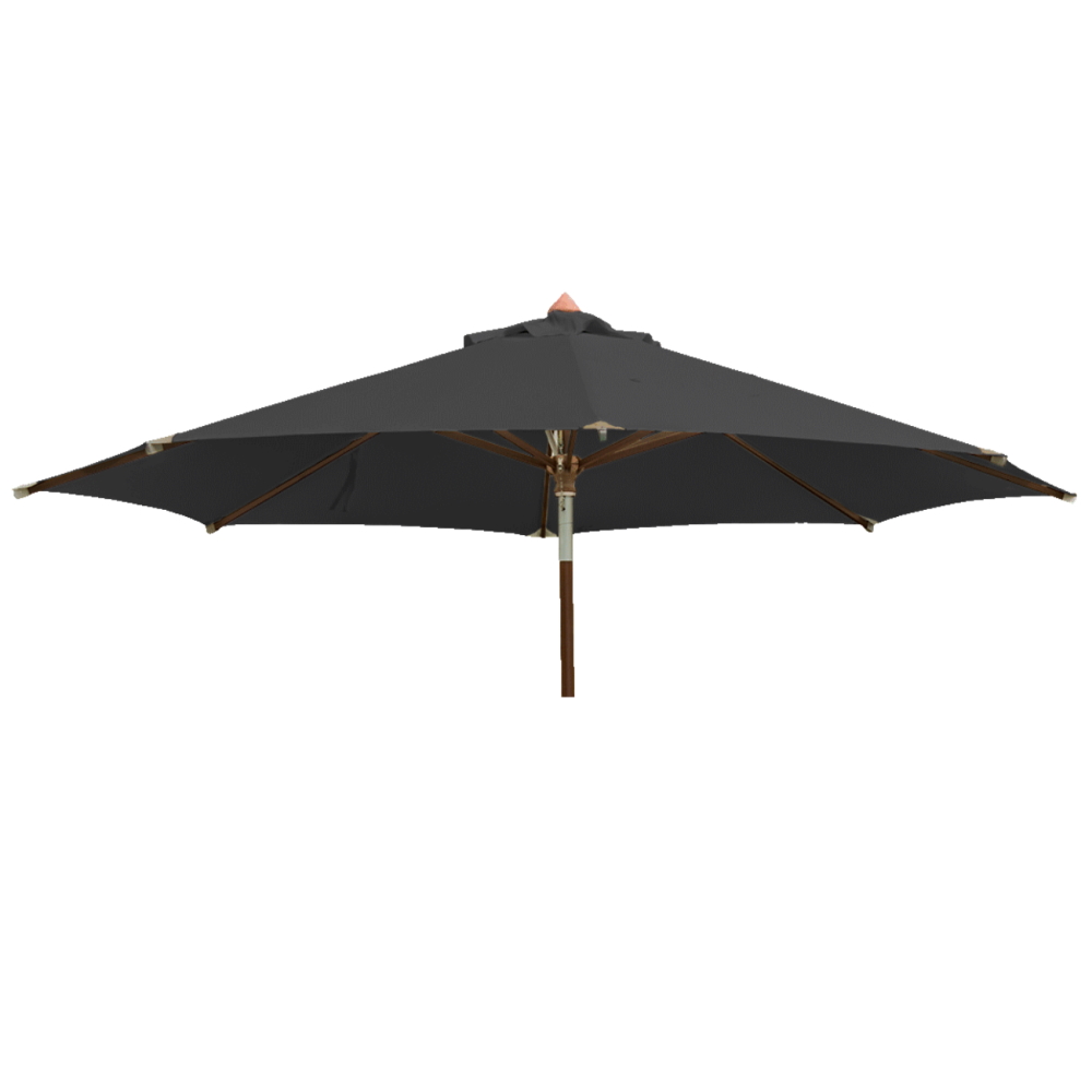 Alexander Rose 3.5m Round Wooden Parasol with Leather Patches - Charcoal