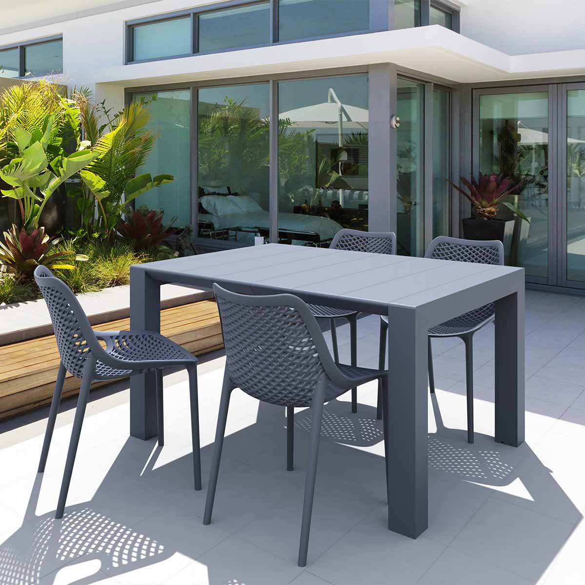 Vegas 4 Seater Table with Air Chairs Set in Grey