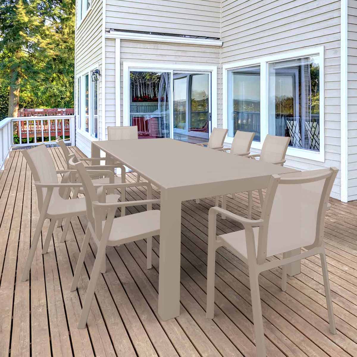 Vegas 8 Seater Table with Pacific Chairs Set in Taupe