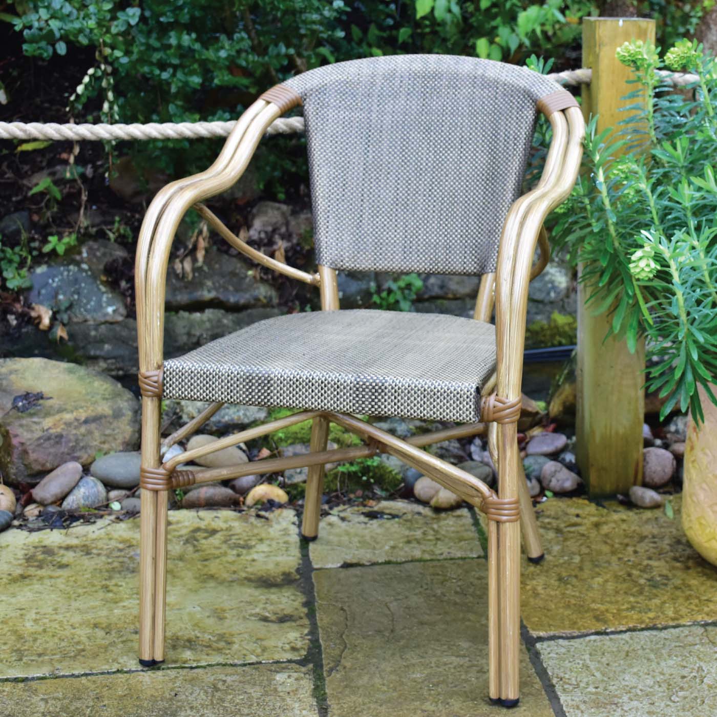 Lyon Teslin High Back Parisian Chair - Coffee