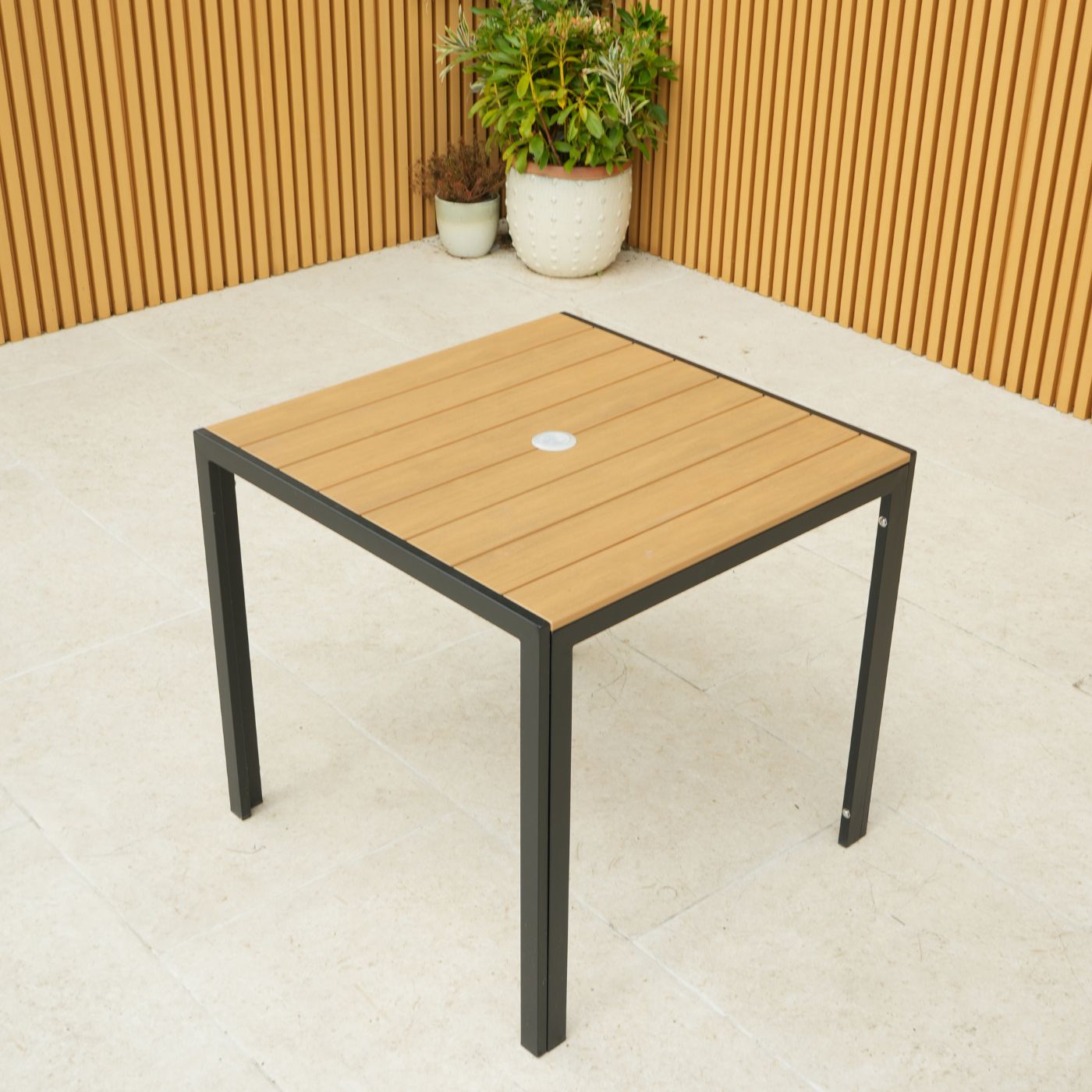 Fairmont 80cm Square Table - Black and Light Brown