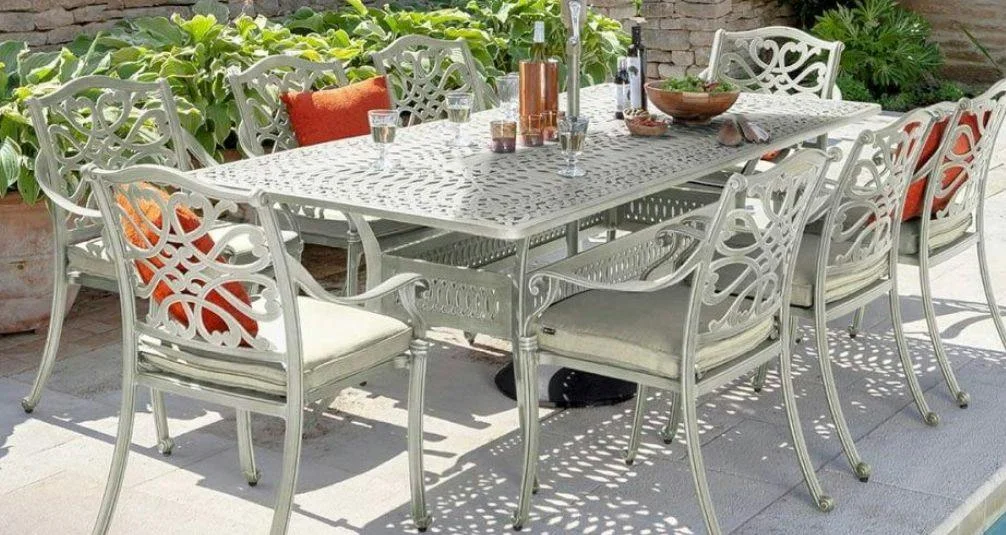 Large Rectangular 8 Seat Cast Aluminium Dining Set