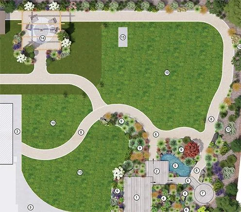 Aerial view of planned garden