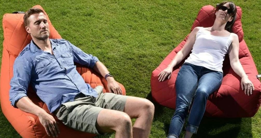 Lying on Grass with Mighty B Beanbags