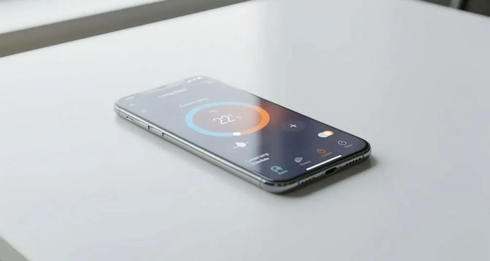 mobile phone connecting to smart thermostat