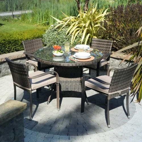 Cairo 4 Seat Round Set with Stacking Chairs
