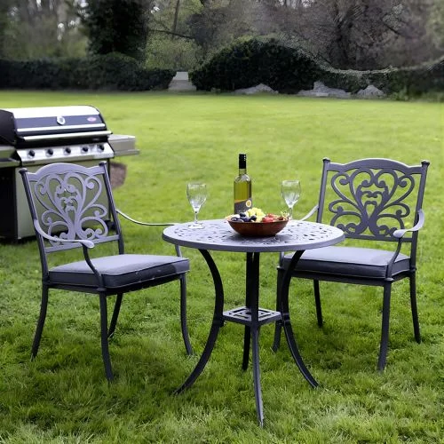 Sapphire Hampshire Cast Aluminium Round Bistro Garden Set in Grey