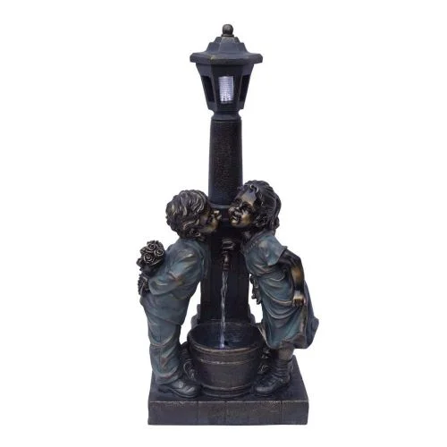Kissing Boy & Girl at Lamp