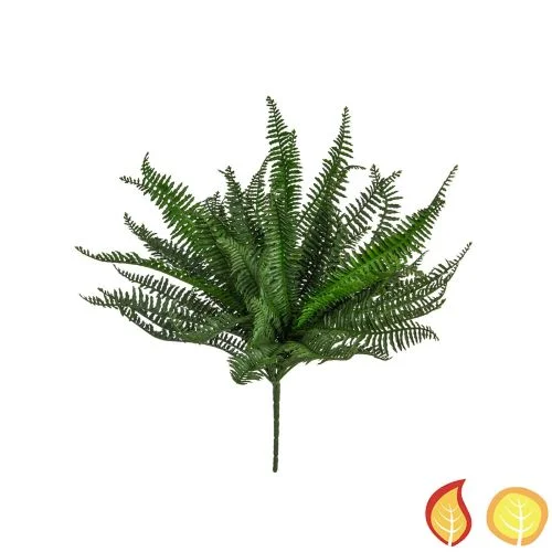 37.5cm Boston Fern Bush – Green (Fire and UV Resistant)