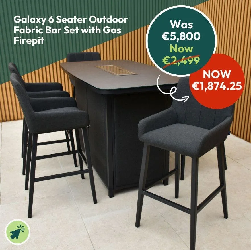 Galaxy 6 Seater Outdoor Fabric Bar Set with Gas Firepit
