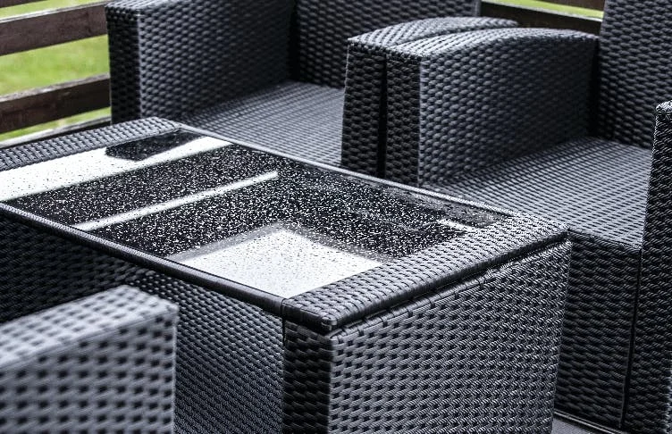 Close up of rattan lounge set