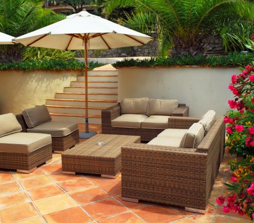 Rattan Lounge Sets with Parasol